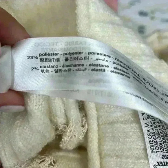 Zara Boho Contrast Lace Pointelle Cream Sweater sz small - Picture 9 of 9